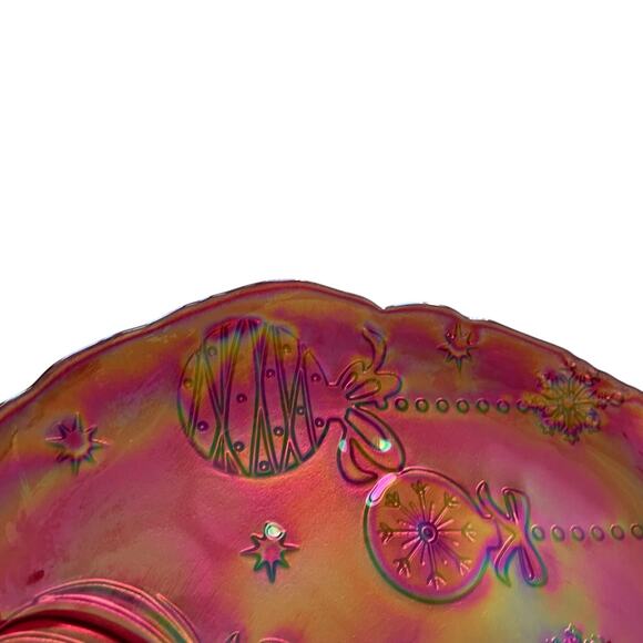 Akcam Red Turkish Carnival Glass Charger Plate 13in Christmas Ornaments New - Picture 6 of 15